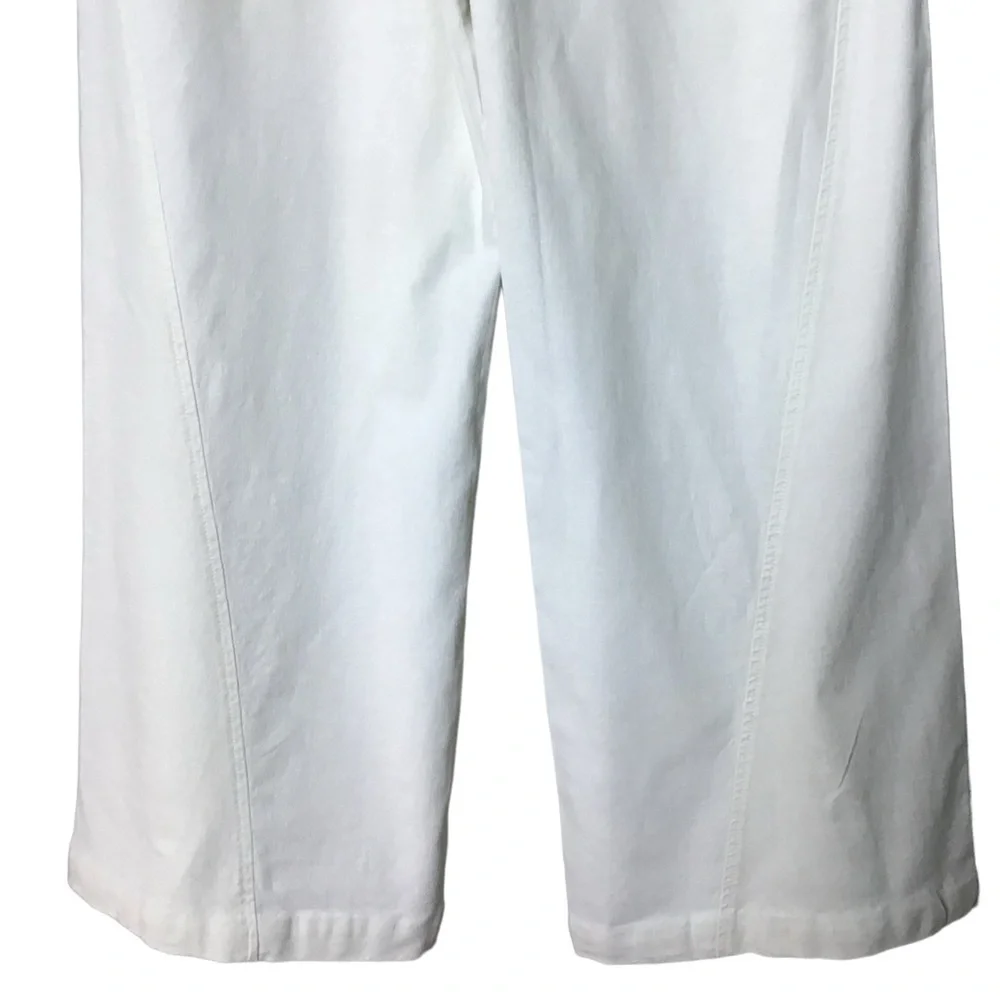 Blue Pointe Linen Pants Women 9 Wide Leg Y2K Baggy Streetwear‎ Beachy Emb…